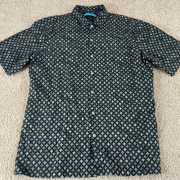 Tori Richard Shirt Men Large Abstract Hawaiian Button Retro Cotton Lawn F265 - Picture 1 of 10